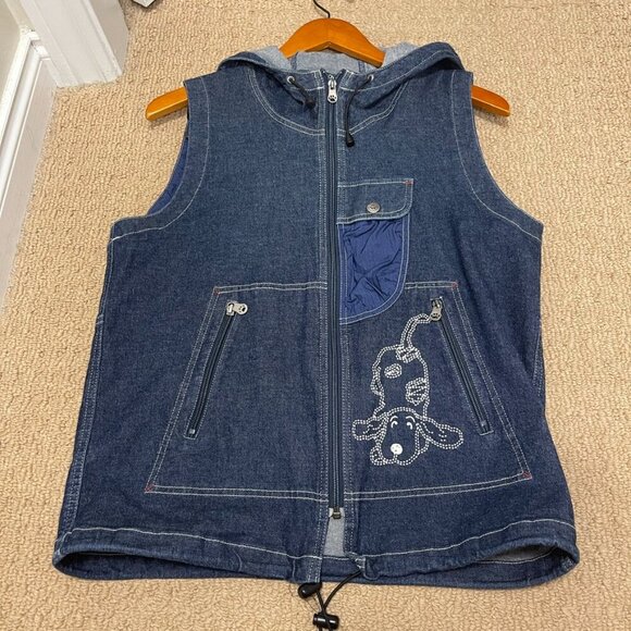 Vintage Kunio Collection Dog Embroidered Denim Vest Navy – OS - Picture 8 of 12